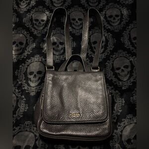 Fossil Black Pebbled Leather Mini Backpack